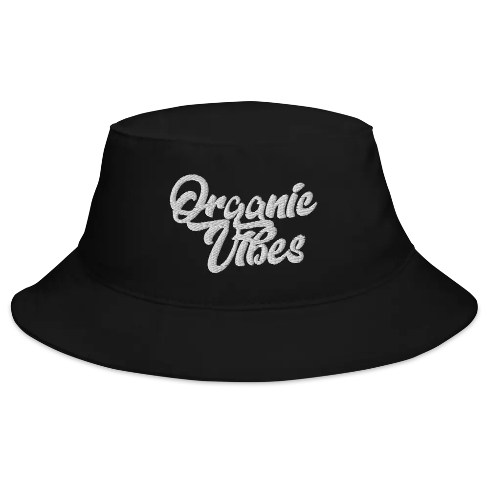 White Script Bucket Hat in Black, product photo