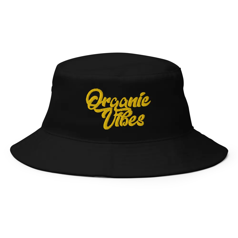 Gold Script Bucket Hat in Black, product photo